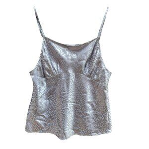 Glam Satin Grey‎ Leopard Print Cami Top Adjustable Straps Party Fairy Size S